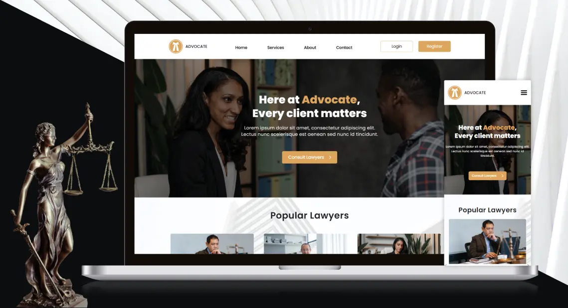 Advocate Lawyer Consulting Tailwind CSS Template - TailwindTap